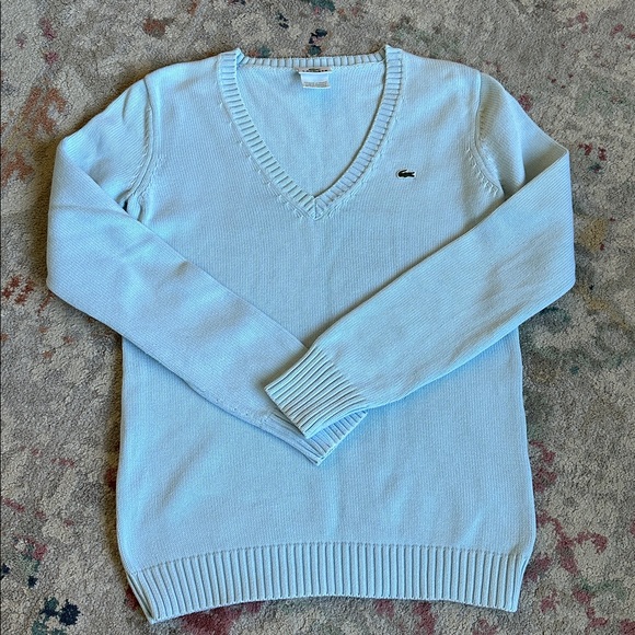 Lacoste Sky Blue V-Neck Pullover - Picture 1 of 4